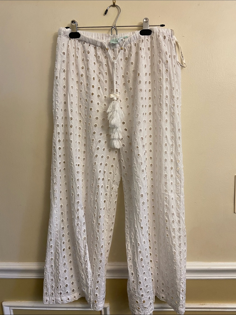 True Destinations eyelet swim coverup pants